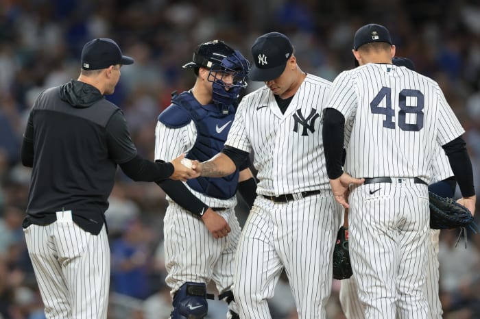 New York Yankees SP Frankie Montas comes out of game